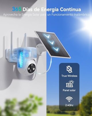 Cámara solar NUASI 2K 360° WiFi exterior