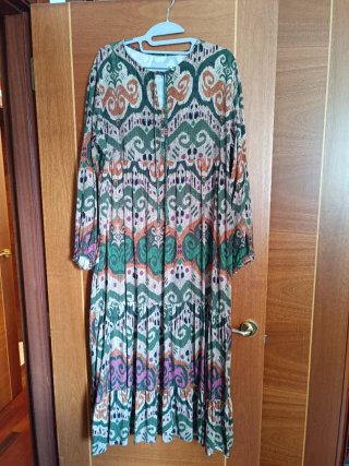 Vestido largo estampado manga larga