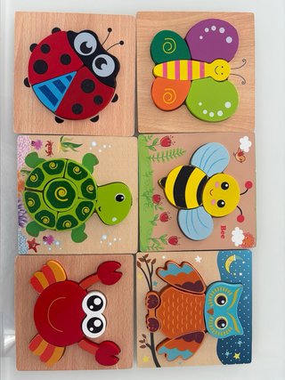 6 Puzzles Madera Montessori Bebé