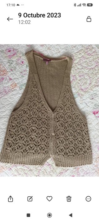 Chaleco de punto calado beige