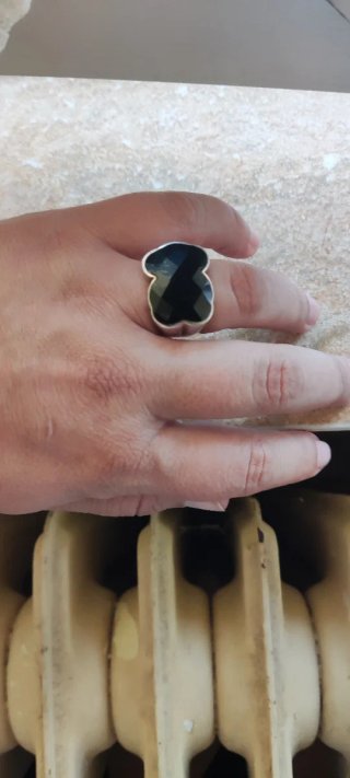 Anillo Oso TOUS Plata y Ónix Talla 14
