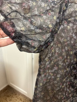 Blusa Zara Transparente Flores Manga Corta