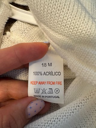 Chaqueta punto blanca topitos 18 meses