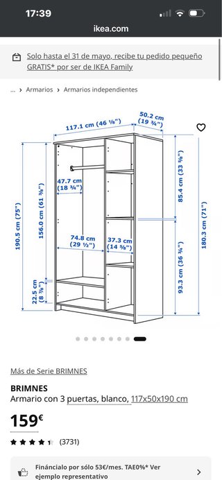 Armario Ikea Brimnes Blanco