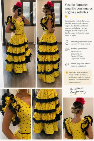 Vestido Flamenco Amarillo Lunares M