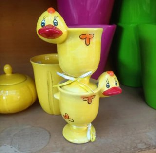 Portauovo Papera in Ceramica Gialla