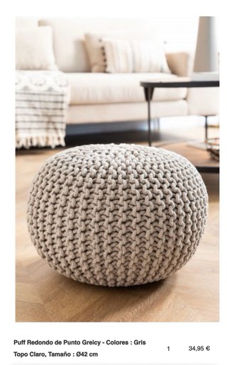Puff tejido redondo beige