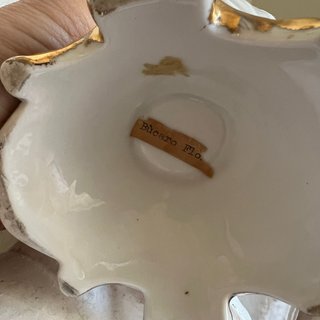 Jarrón Vintage Porcelana Blanco y Dorado