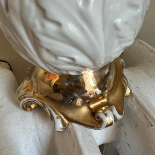 Jarrón Vintage Porcelana Blanco y Dorado