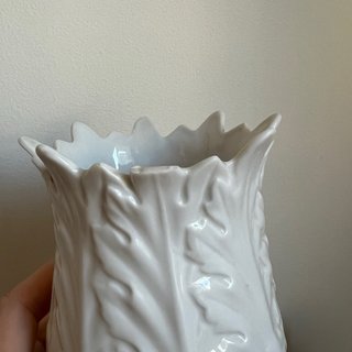 Jarrón Vintage Porcelana Blanco y Dorado