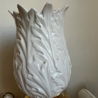 Jarrón Vintage Porcelana Blanco y Dorado