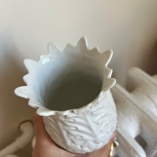 Jarrón Vintage Porcelana Blanco y Dorado