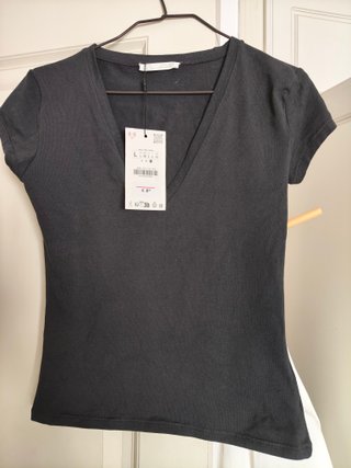 Camiseta Zara Beige Talla L. Talla poco.