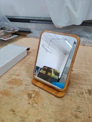 Specchio da Tavolo Rettangolare base Legno Bambù