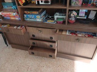 Mueble Comedor Madera Estantes Cajones