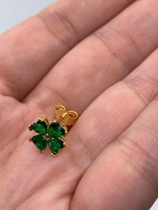 Pendientes Pandora Trébol Verde Dorado