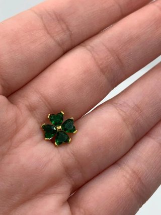 Pendientes Pandora Trébol Verde Dorado