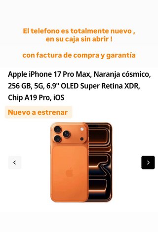 iPhone 17 Pro Max 256GB Naranja Cósmico