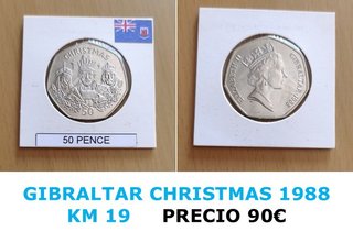 50 PENCE CHRISTMAS GIBRALTAR I.