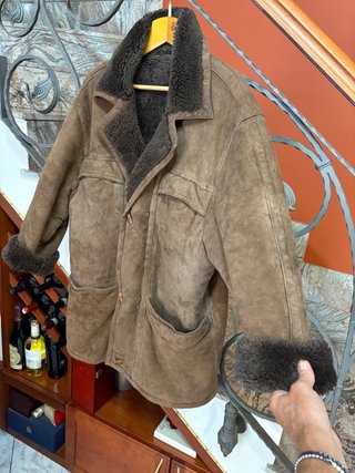 Cappotto Shearling Vera Pelle Scamosciata Vintage