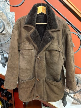 Cappotto Shearling Vera Pelle Scamosciata Vintage