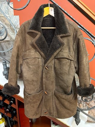 Cappotto Shearling Vera Pelle Scamosciata Vintage