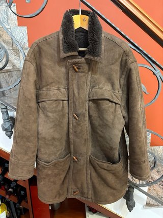 Cappotto Shearling Vera Pelle Scamosciata Vintage