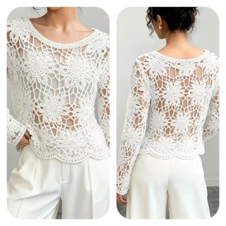 Top Ganchillo Blanco Talla XL