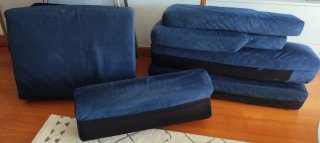 Sofá Roche Bobois azul, tela alcántara.