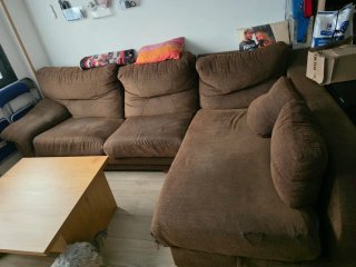 Sofá modular marrón tela