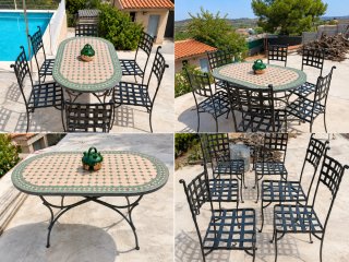Mesa de mosaico cerámica,metal Con las sillas