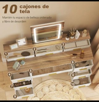 Tocador con espejo LED y cajones
