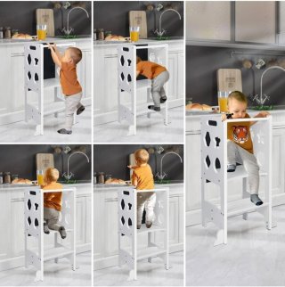 Torre di apprendimento Montessori con tavolo e lavagna