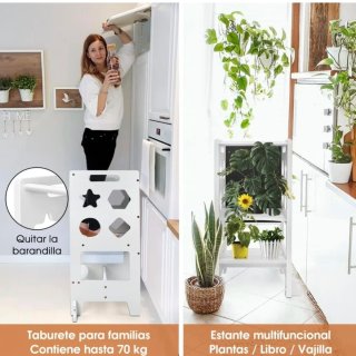 Torre di apprendimento Montessori con tavolo e lavagna