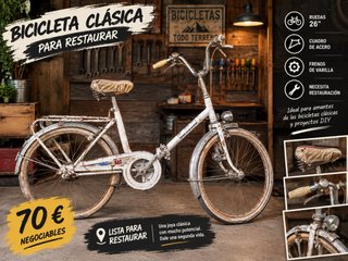 Bicicleta Clásica Blanca para Restaurar