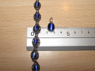 Conjunto pulsera brazalete colgante azul plata 925