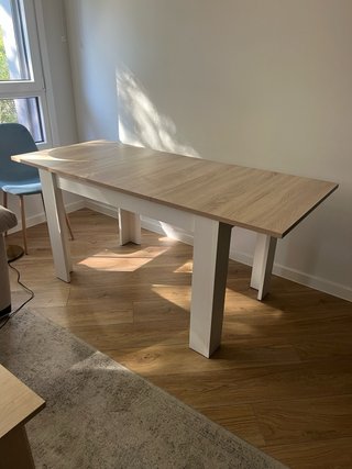 Mesa comedor extensible madera patas blancas