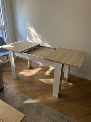 Mesa comedor extensible madera patas blancas