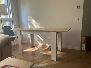 Mesa comedor extensible madera patas blancas