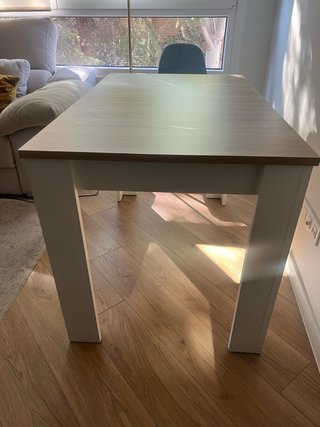 Mesa comedor extensible madera patas blancas