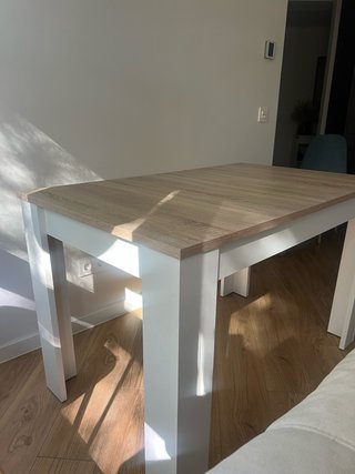 Mesa comedor extensible madera patas blancas