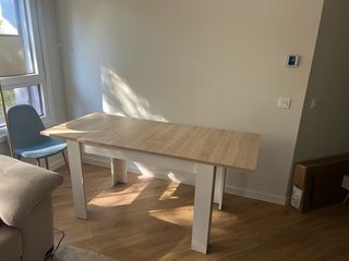 Mesa comedor extensible madera patas blancas