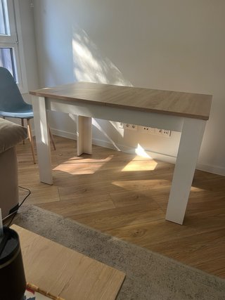 Mesa comedor extensible madera patas blancas