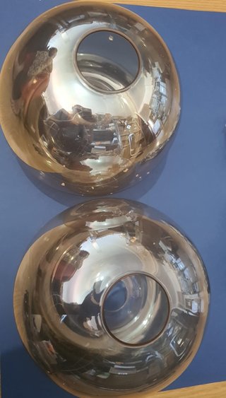 2 Lámparas Colgantes Globo Ámbar