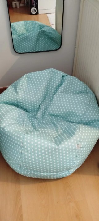 Puf infantil estrellas azul y blanco