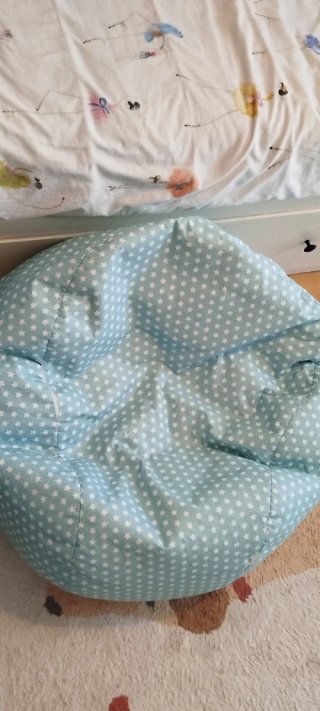 Puf infantil estrellas azul y blanco