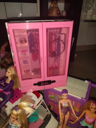 Lote Barbie: Ambulancia,furgoneta, Armario y Muñec