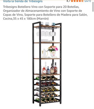 Botellero Vino 20 Botellas Madera Marrón