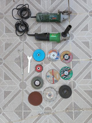 2 radiales Bosch y Hitachi + accesorios