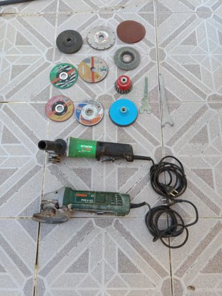 2 radiales Bosch y Hitachi + accesorios